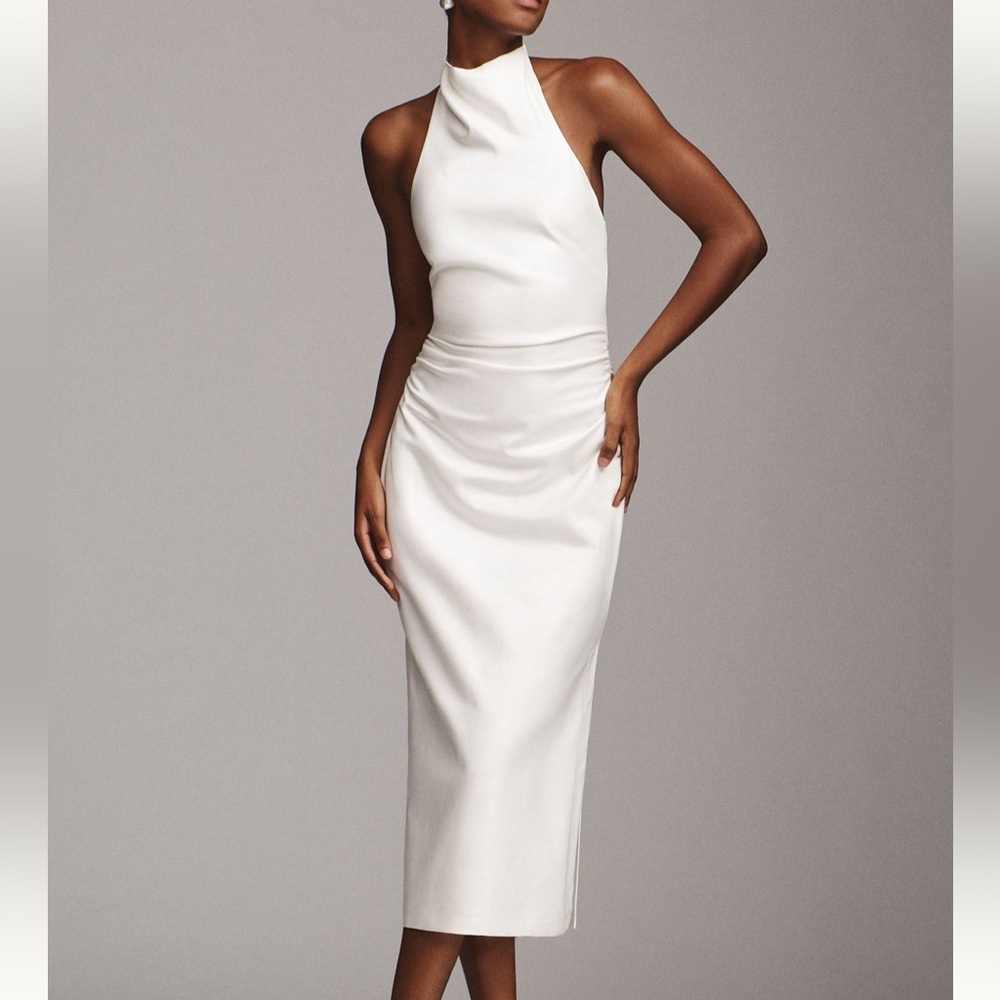NWT BHLDN Holly Faux Leather Halter Midi Dress Sz M